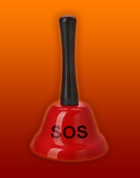 Red bell with abbreviation SOS on color background