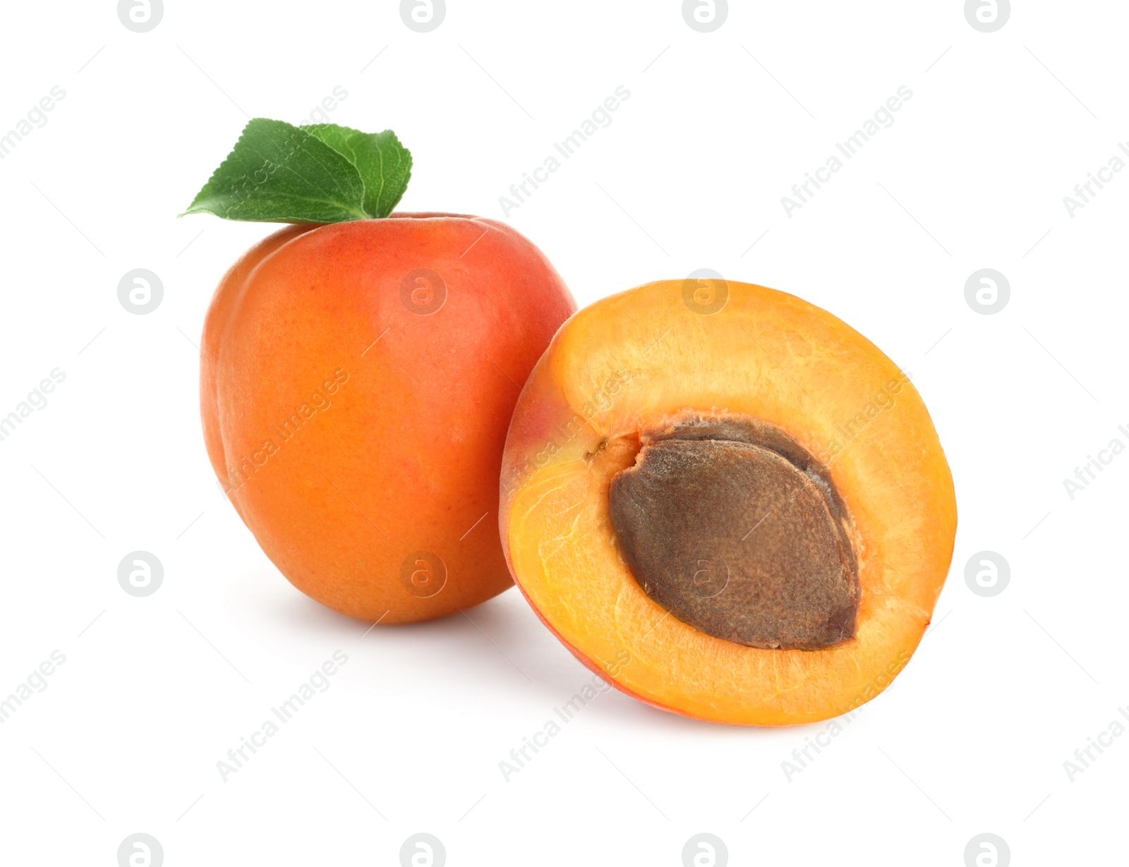 Photo of Delicious fresh ripe apricots on white background