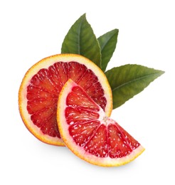 Image of Delicious ripe red oranges on white background