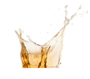 Image of Splash of tasty beer on white background