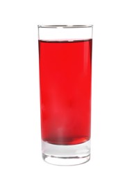 Pomegranate juice in glass on white background