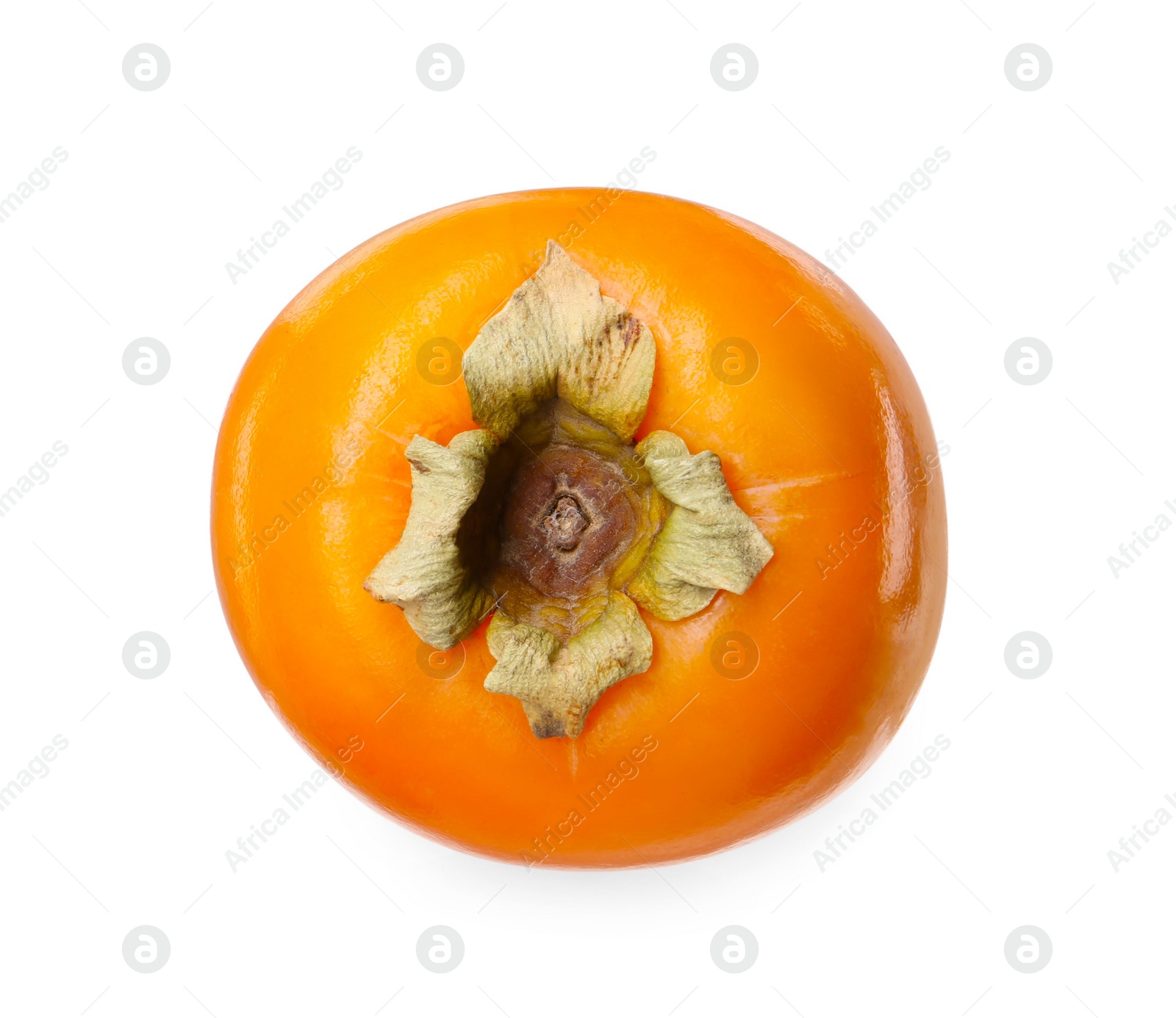 Photo of One fresh persimmon fruit isolated on white