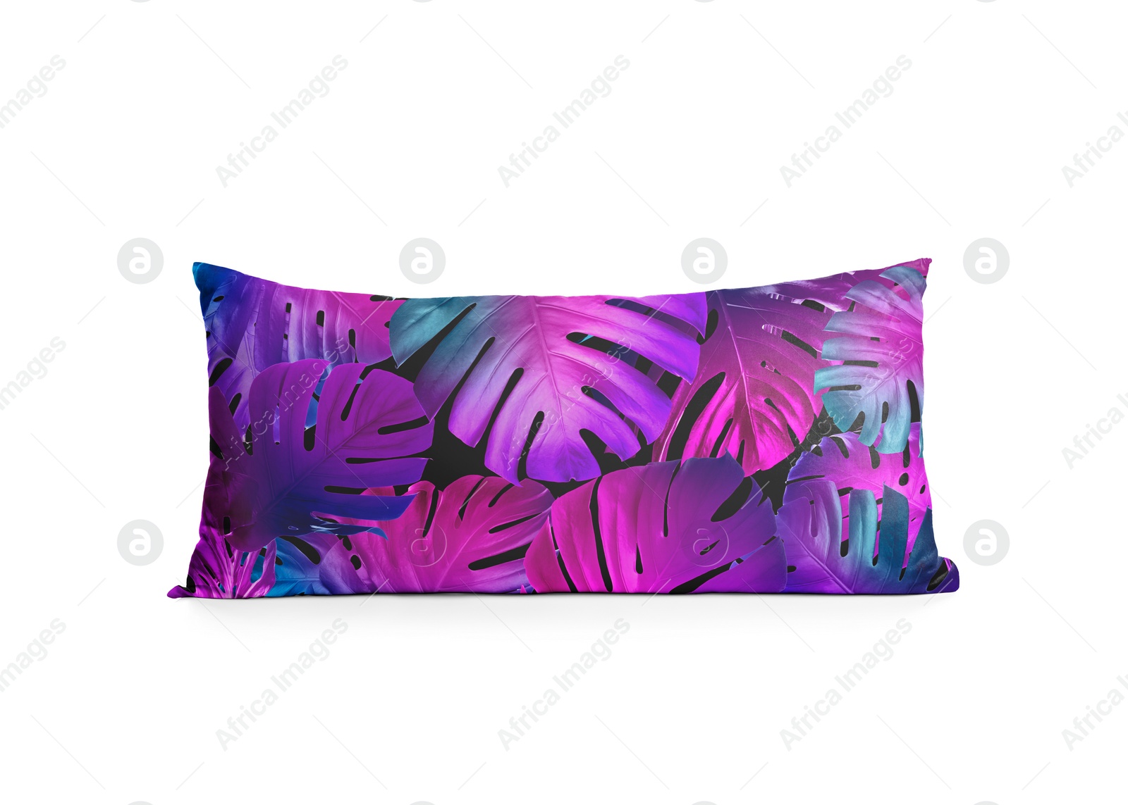 Image of Soft pillow with stylish floral print isolated on white