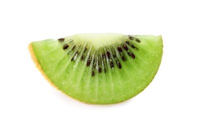 Slice of fresh ripe kiwi isolated on white