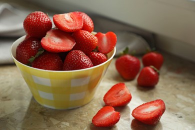 Photo of Fresh juicy strawberries on table, closeup view