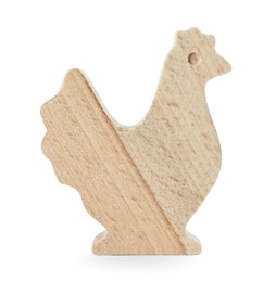 Photo of Wooden chicken isolated on white. Children's toy