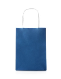 Photo of Mockup of paper shopping bag on white background