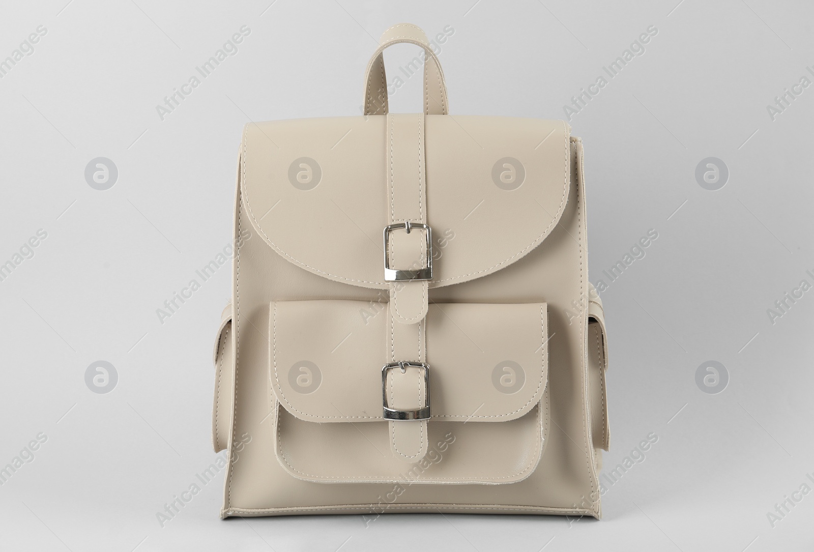 Photo of Stylish leather urban backpack on white background