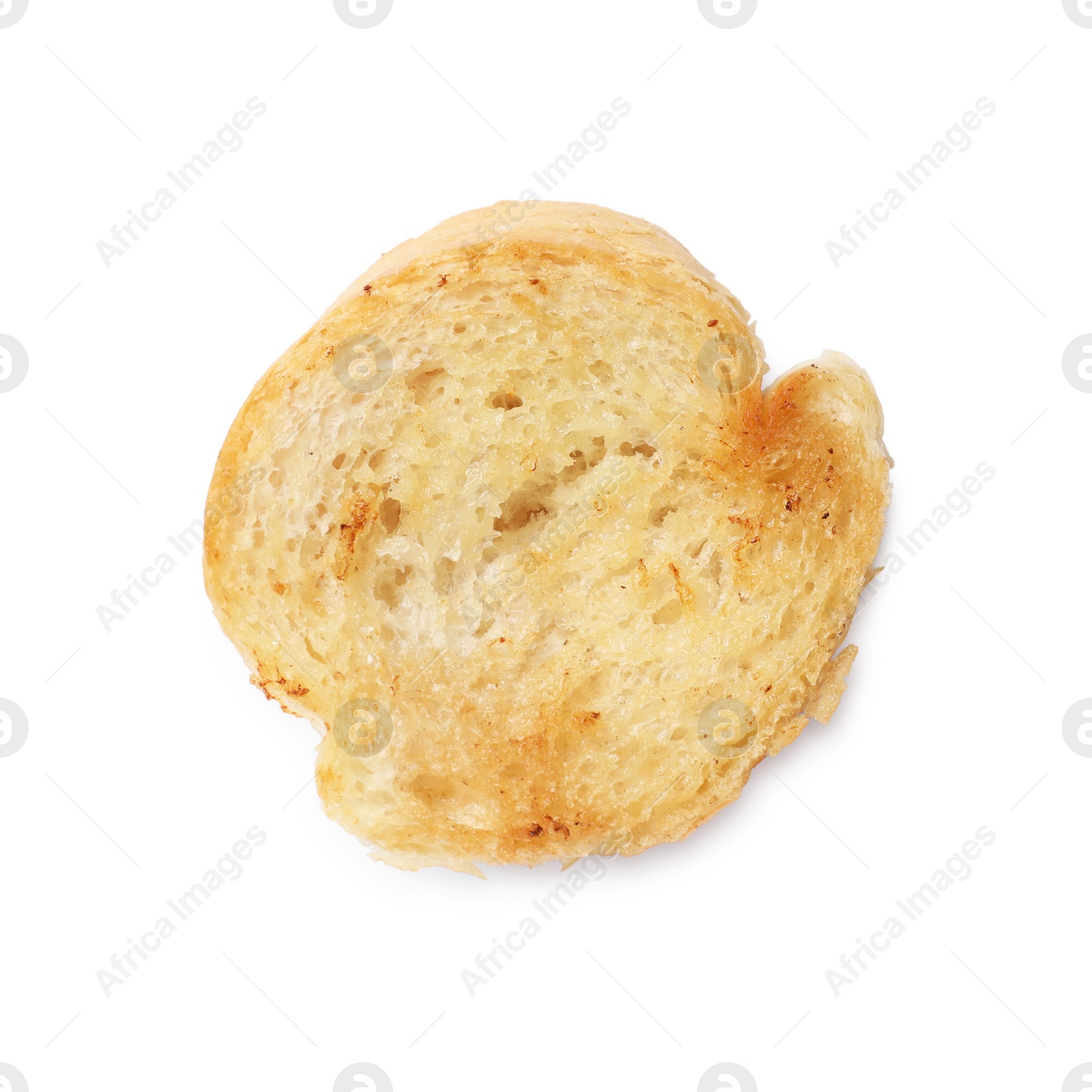 Photo of Piece of toasted bread isolated on white, top view
