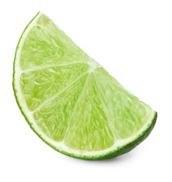 Photo of Slice of fresh green ripe lime isolated on white