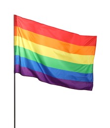 Bright rainbow LGBT flag isolated on white