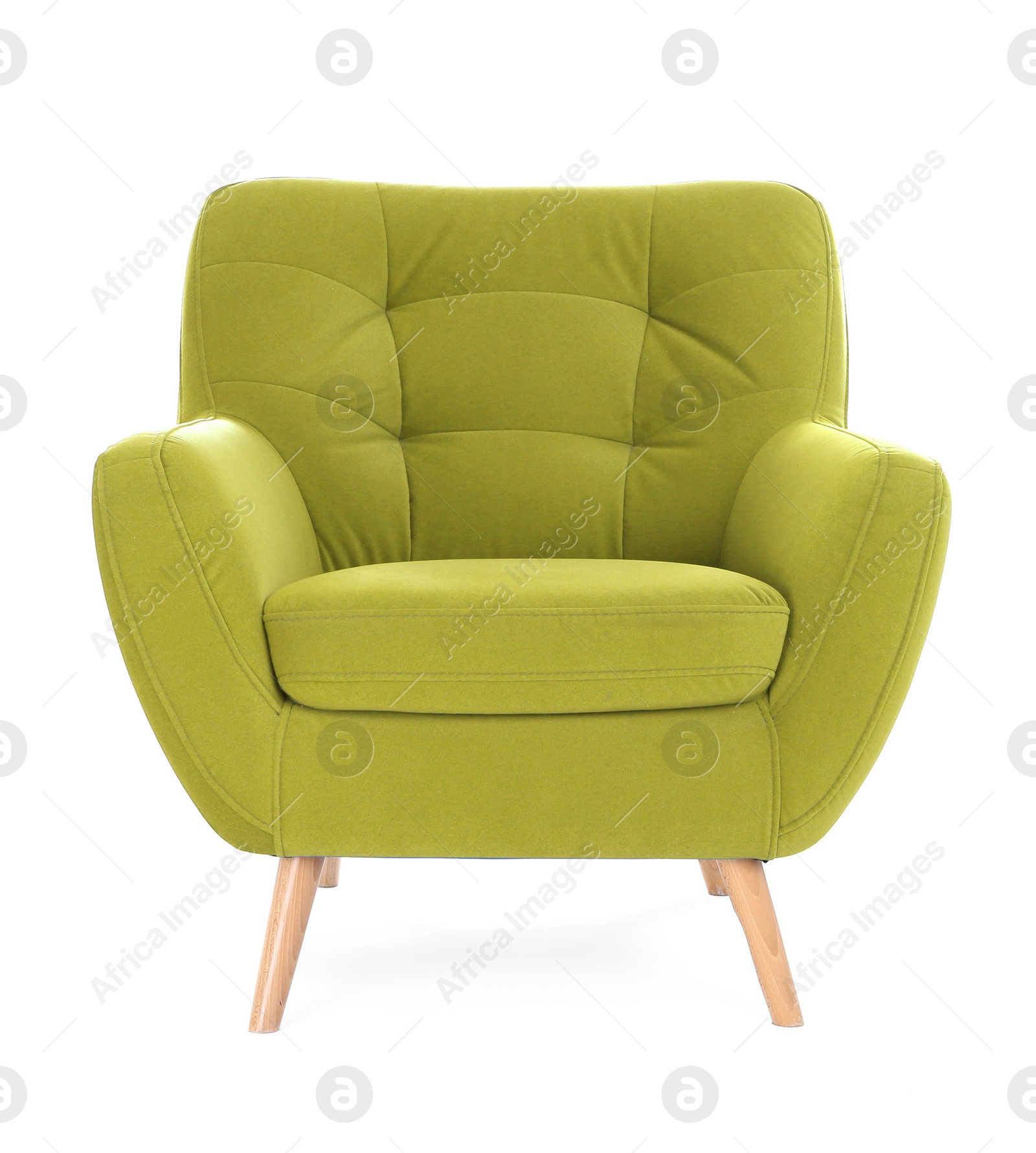 Image of One comfortable pear color armchair isolated on white