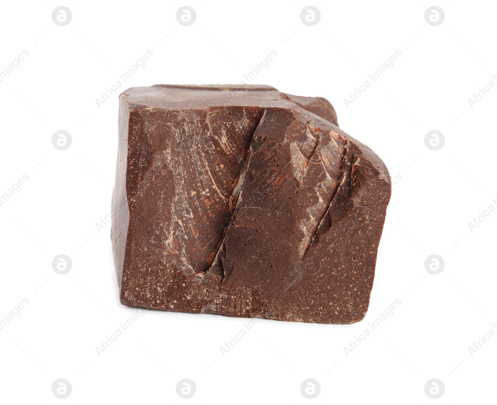 Photo of Piece of tasty milk chocolate isolated on white