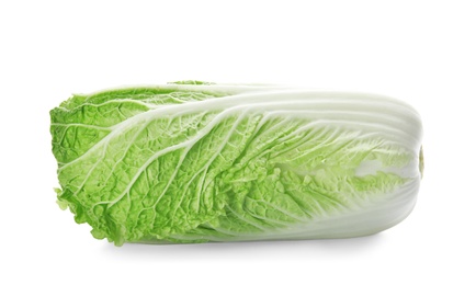 Photo of Fresh ripe cabbage on white background