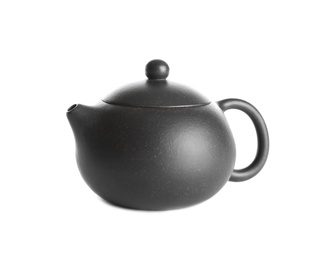 Photo of Teapot of freshly brewed oolong on white background