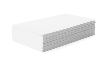 Photo of Blank business cards isolated on white. Mockup for design