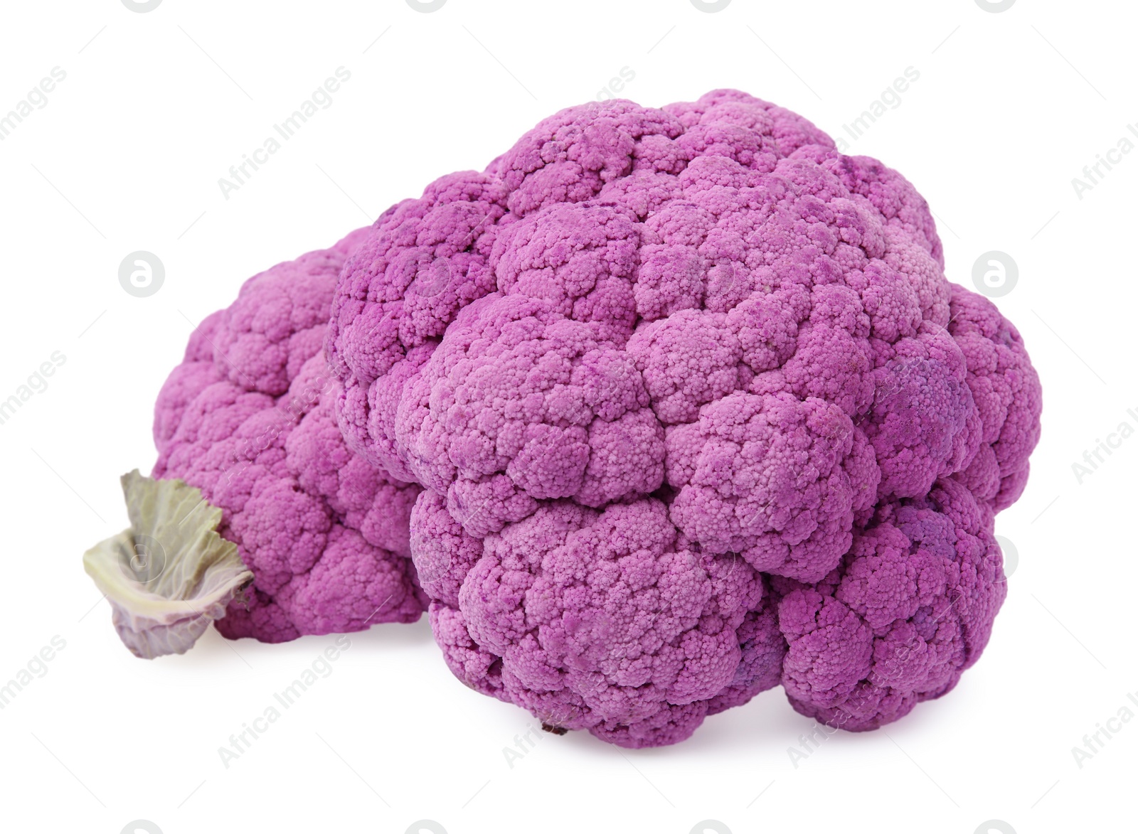 Photo of Fresh raw purple cauliflowers on white background