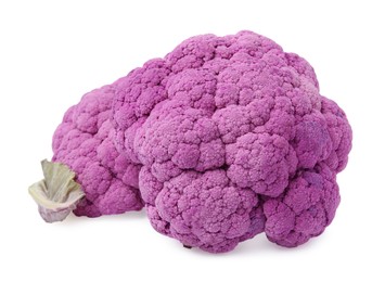 Photo of Fresh raw purple cauliflowers on white background