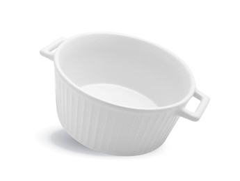 Photo of One empty ceramic pot isolated on white