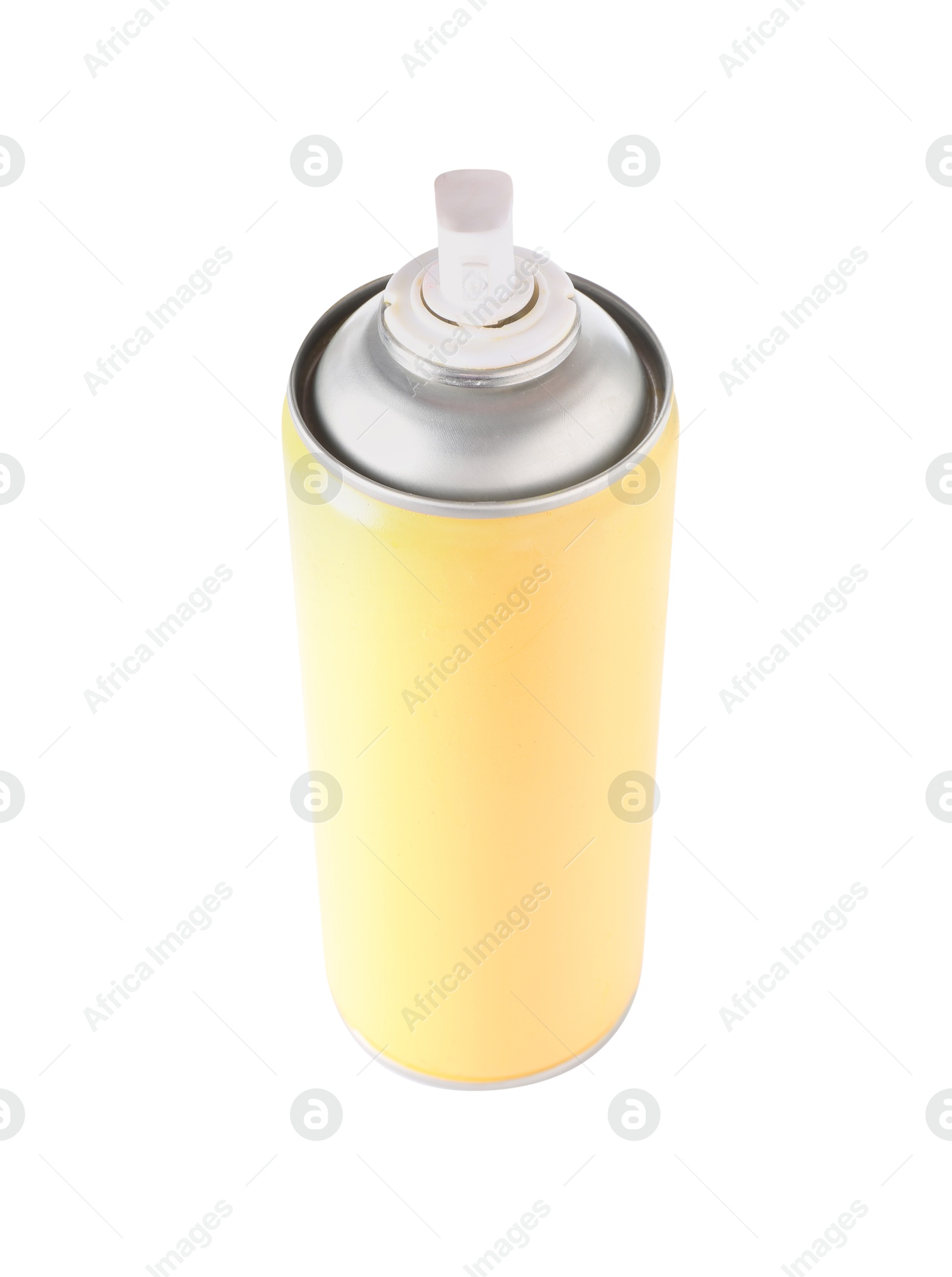 Photo of One yellow spray paint can isolated on white