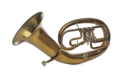 Photo of Tenor horn isolated on white. Wind musical instrument