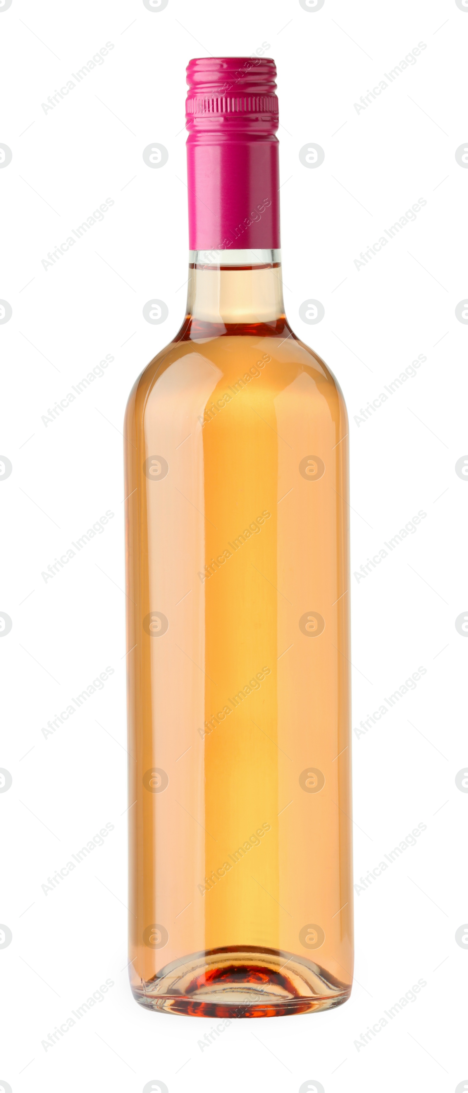 Photo of Bottle of expensive rose wine isolated on white