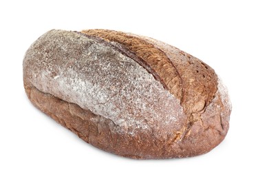 Photo of Loaf of tasty rye sodawater bread isolated on white