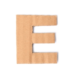Photo of Letter E made of cardboard on white background
