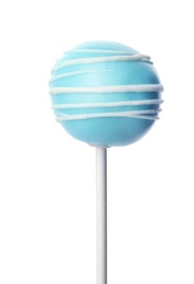 Photo of Delicious bright cake pop on white background