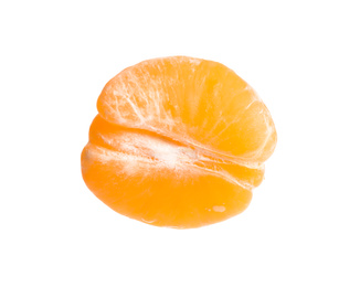 Photo of Peeled fresh juicy tangerine isolated on white