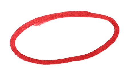Photo of Ellipse drawn with red marker on white background, top view