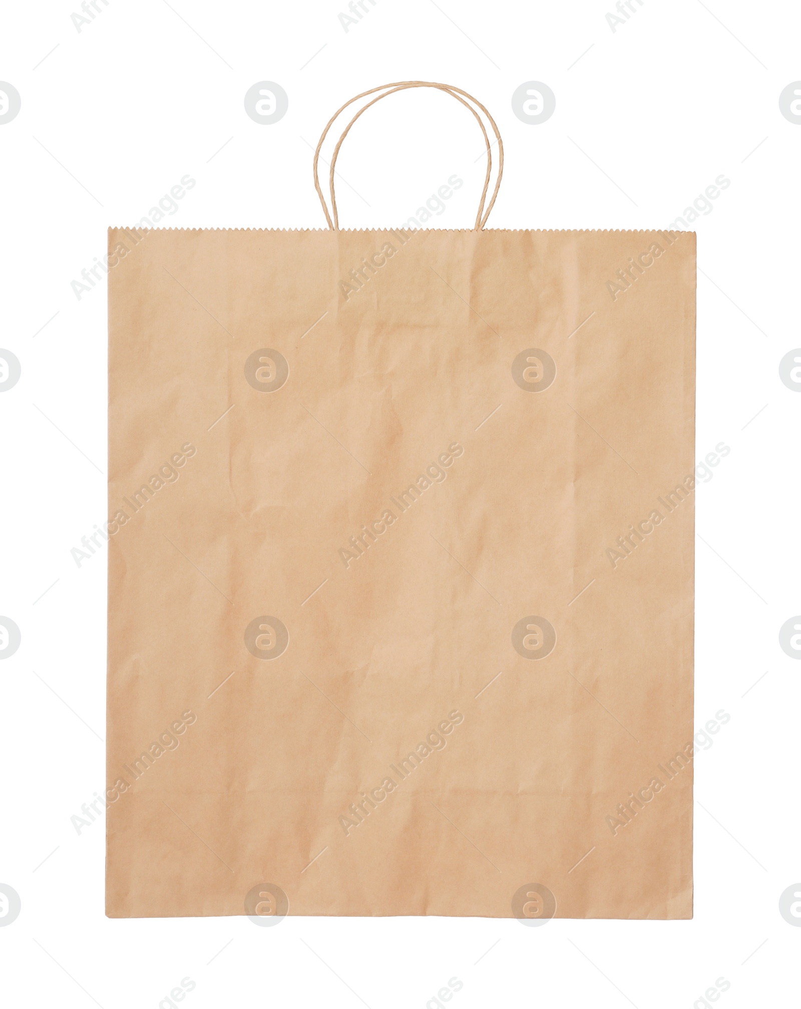 Photo of Kraft shopping paper bag isolated on white