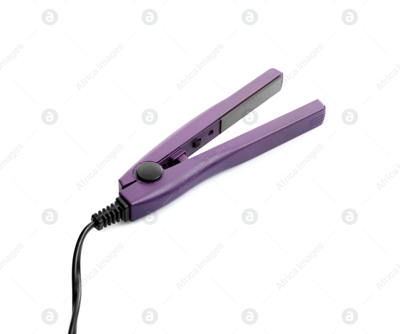 Photo of Modern hair iron for straightening on white background