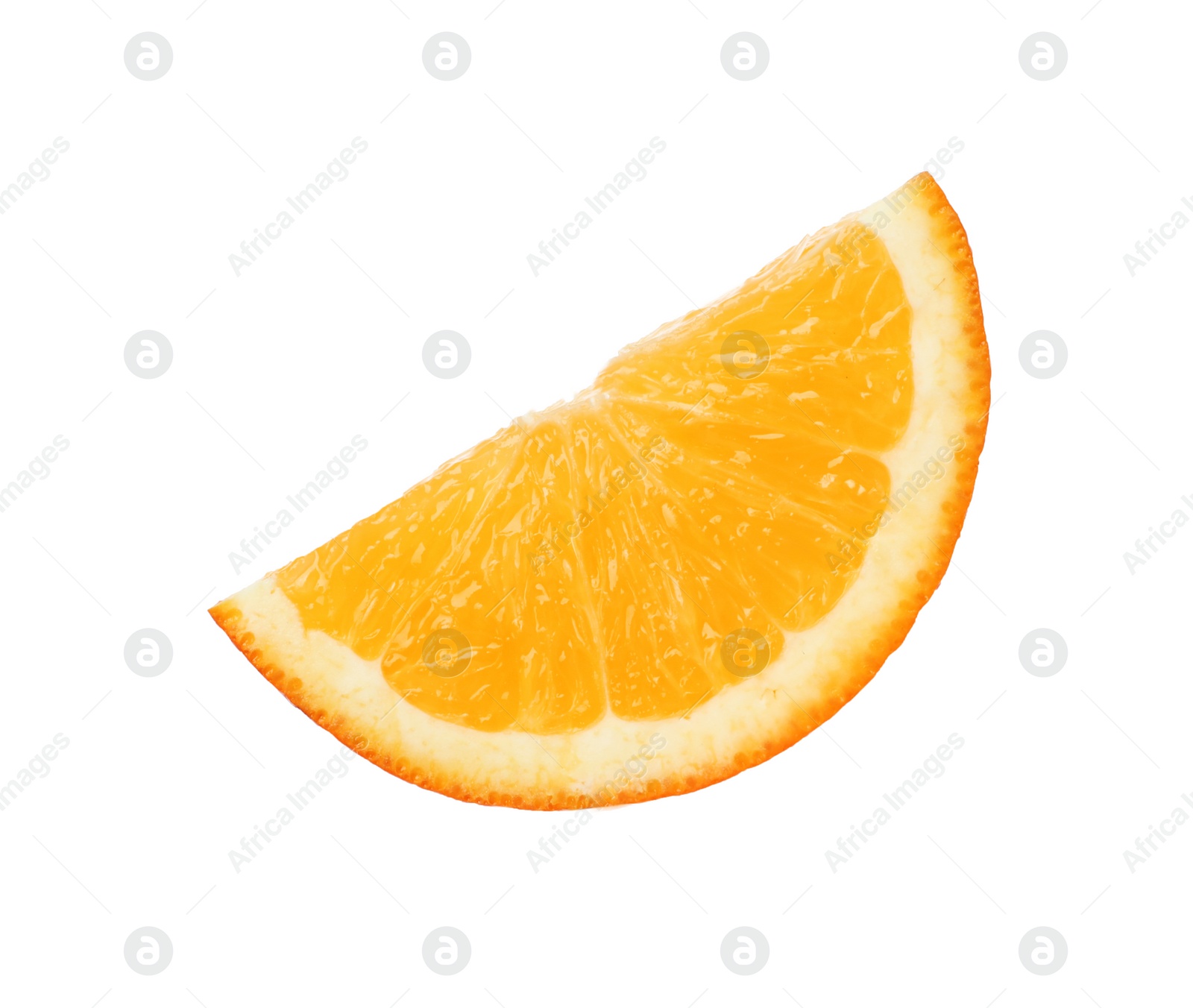 Photo of Fresh juicy orange slice isolated on white