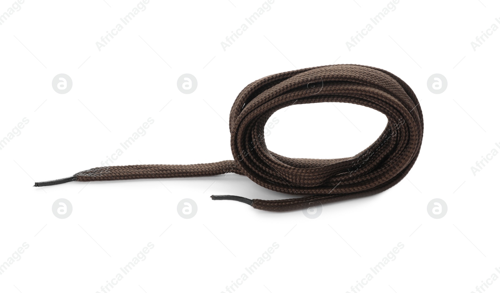 Photo of Dark brown shoe lace isolated on white