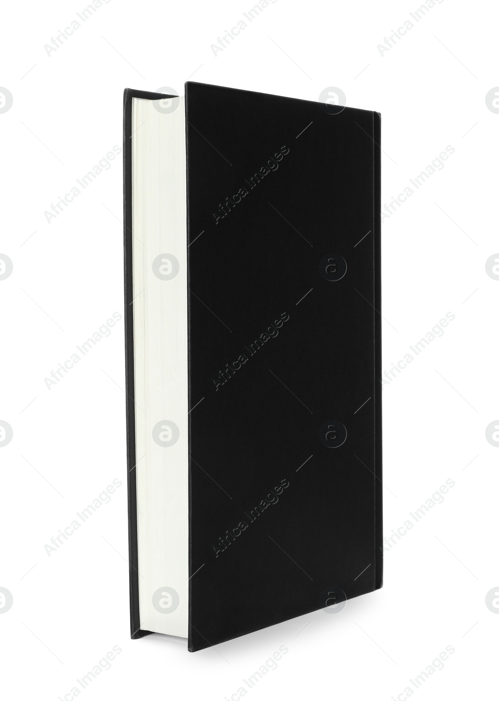 Photo of Closed book with black hard cover isolated on white