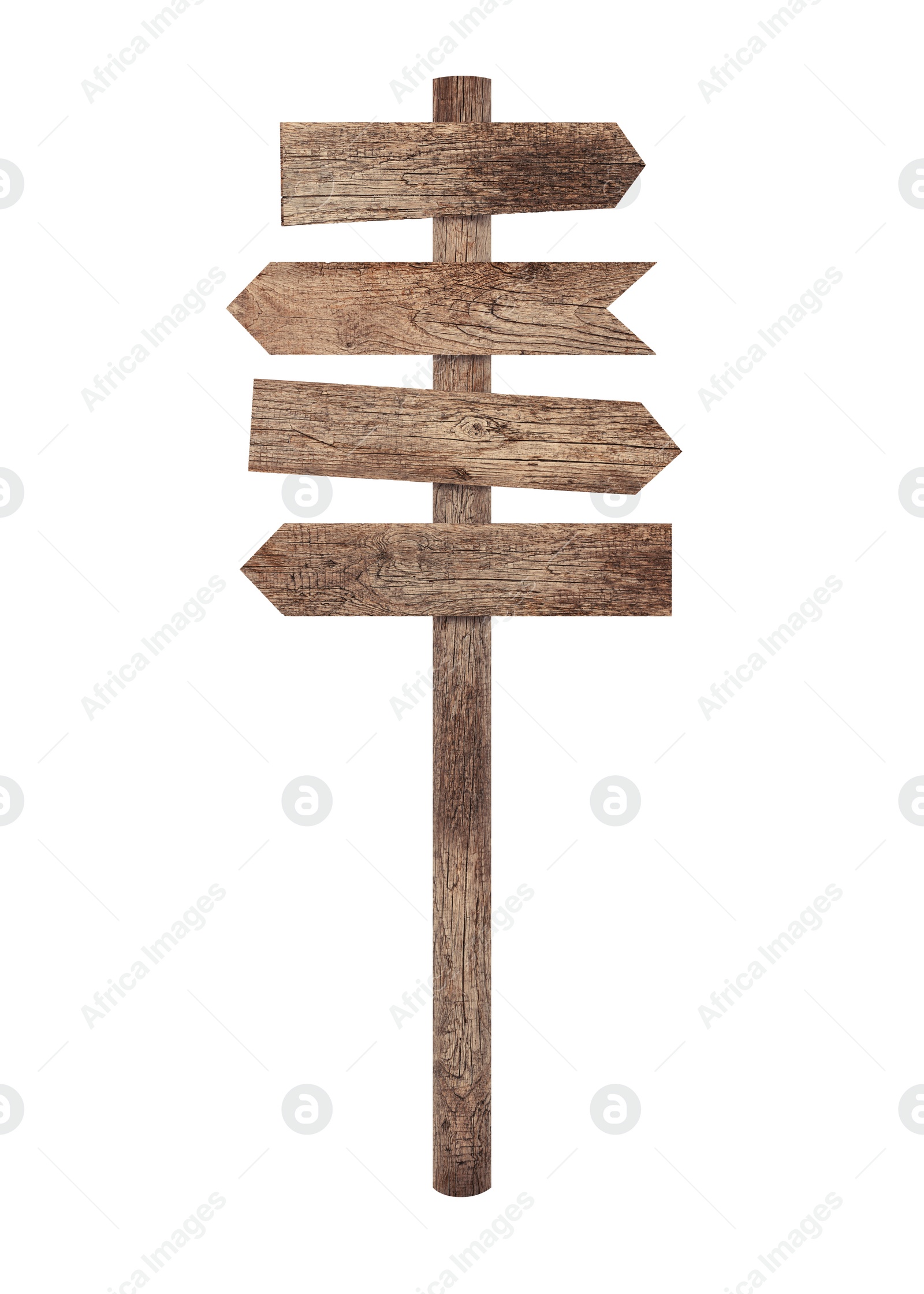 Image of Empty wooden road sign isolated on white