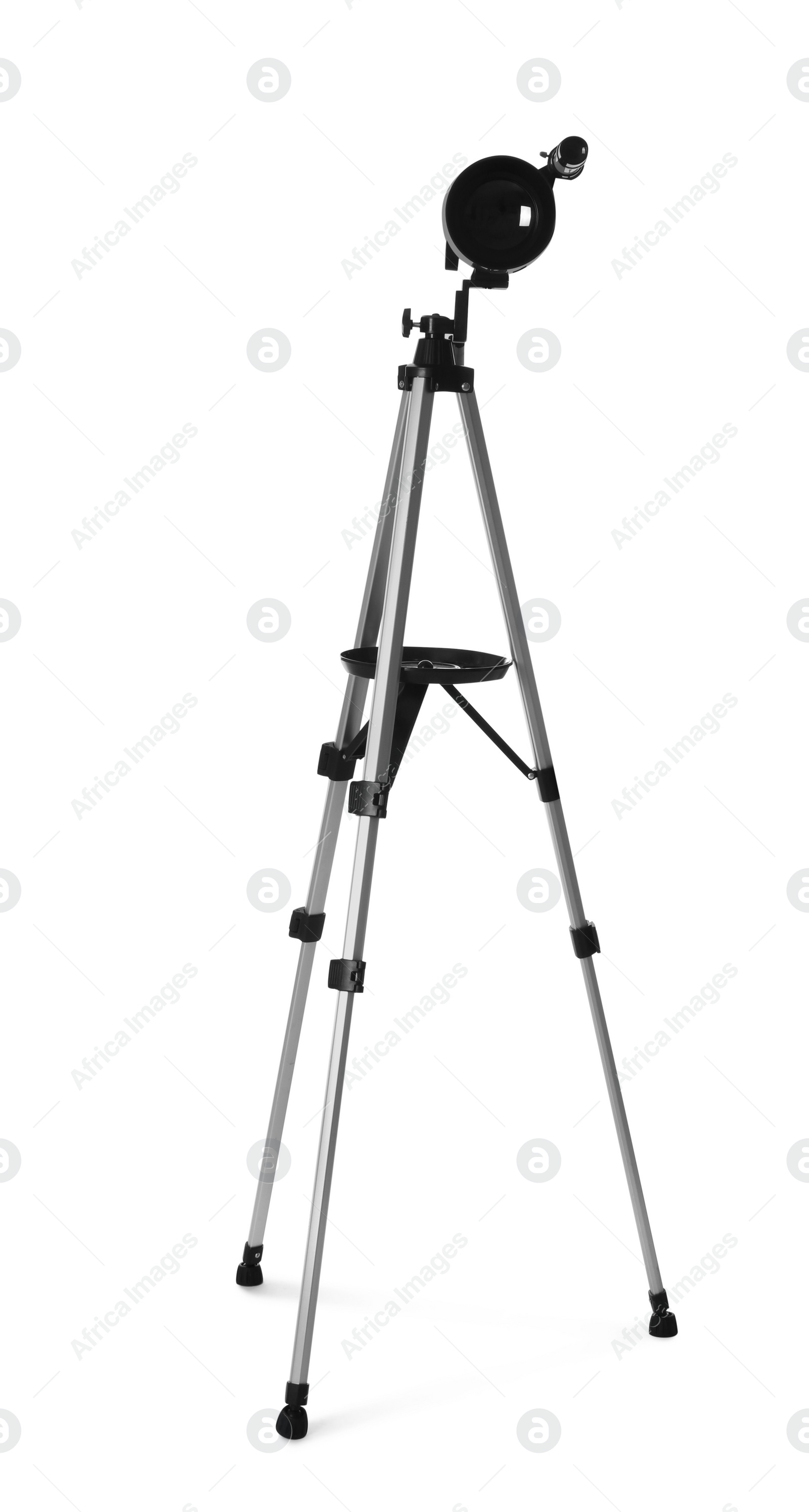 Photo of Tripod with modern telescope isolated on white