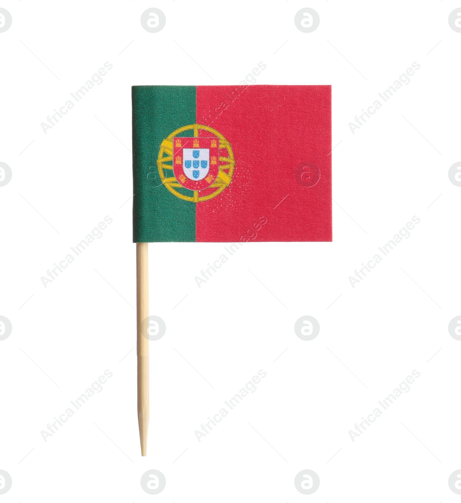 Photo of Small paper flag of Portugal isolated on white