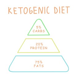 Illustration of Food pyramid on white background, illustration. Keto diet
