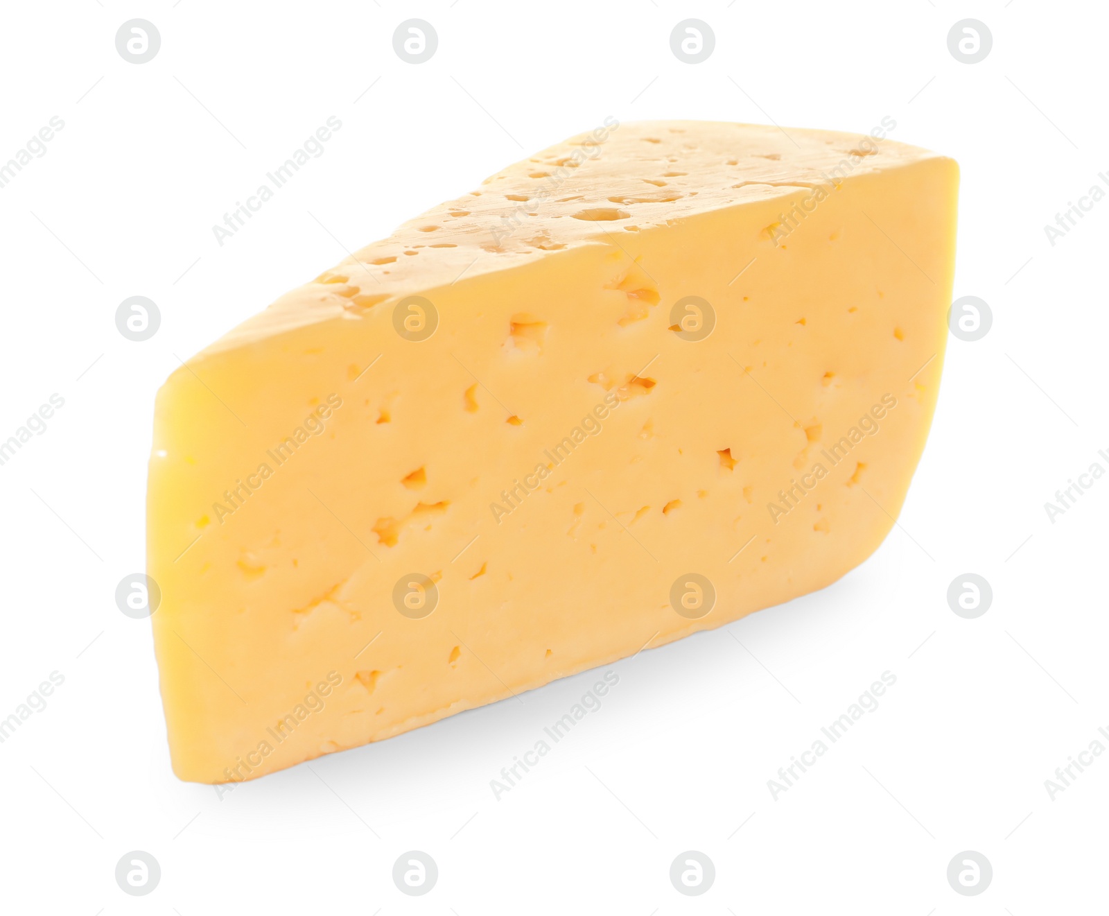 Photo of Piece of delicious cheese on white background