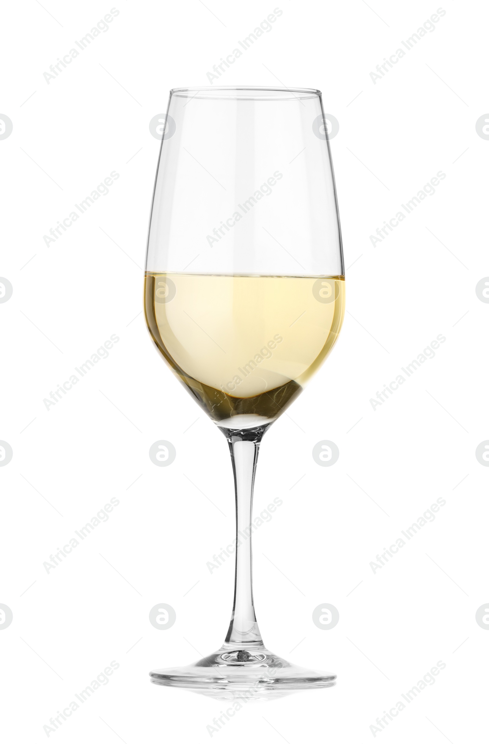 Photo of Tasty wine in glass isolated on white