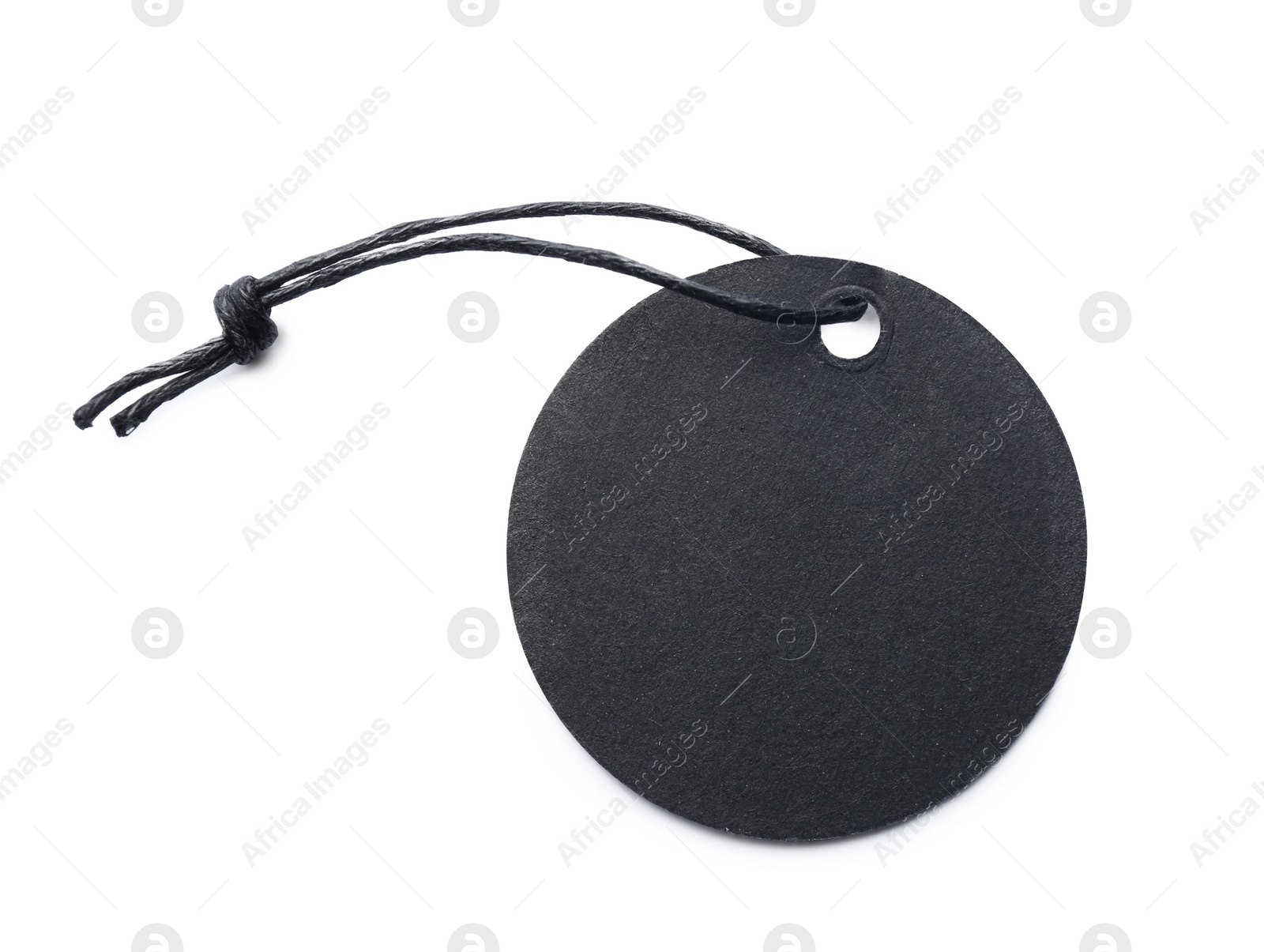 Photo of Circle shaped tag with space for text isolated on white, top view