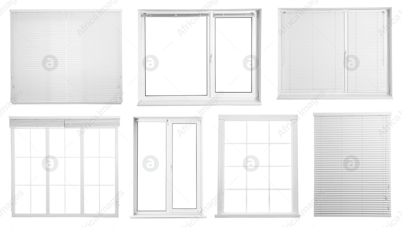 Image of Set with different windows on white background