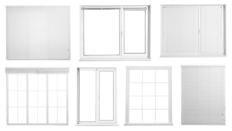 Set with different windows on white background