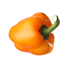 Ripe orange bell pepper isolated on white