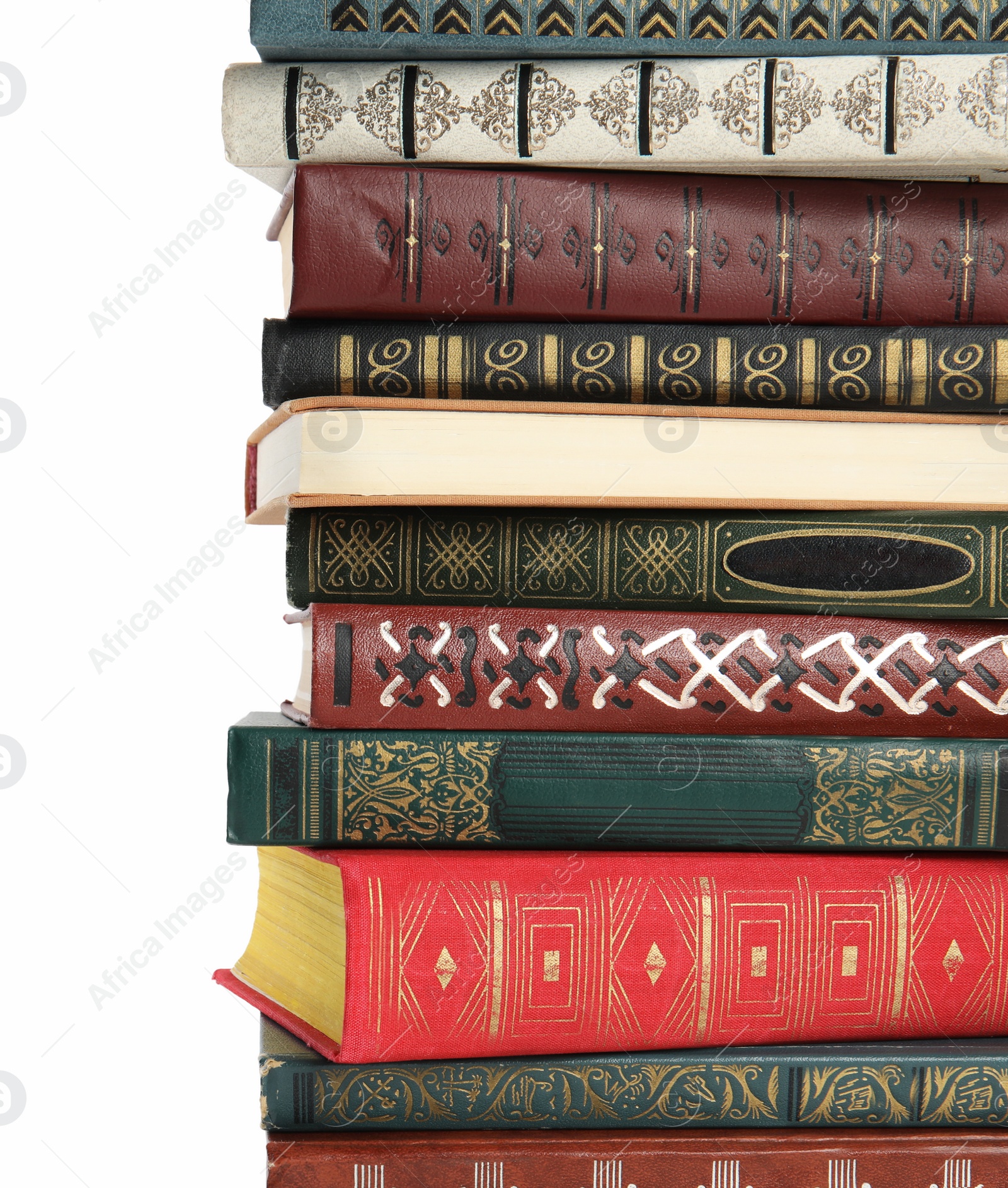 Photo of Collection of different books isolated on white