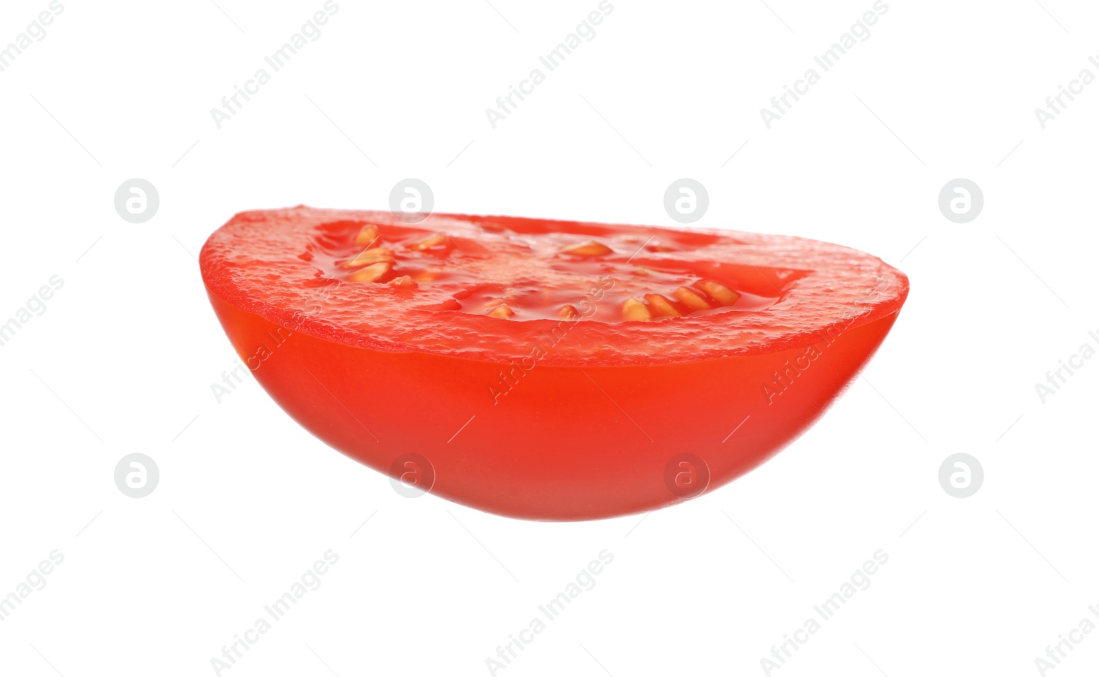 Photo of Slice of fresh ripe tomato isolated on white