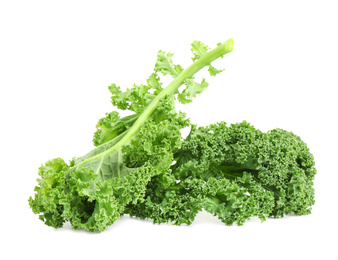 Photo of Fresh green kale leaves isolated on white