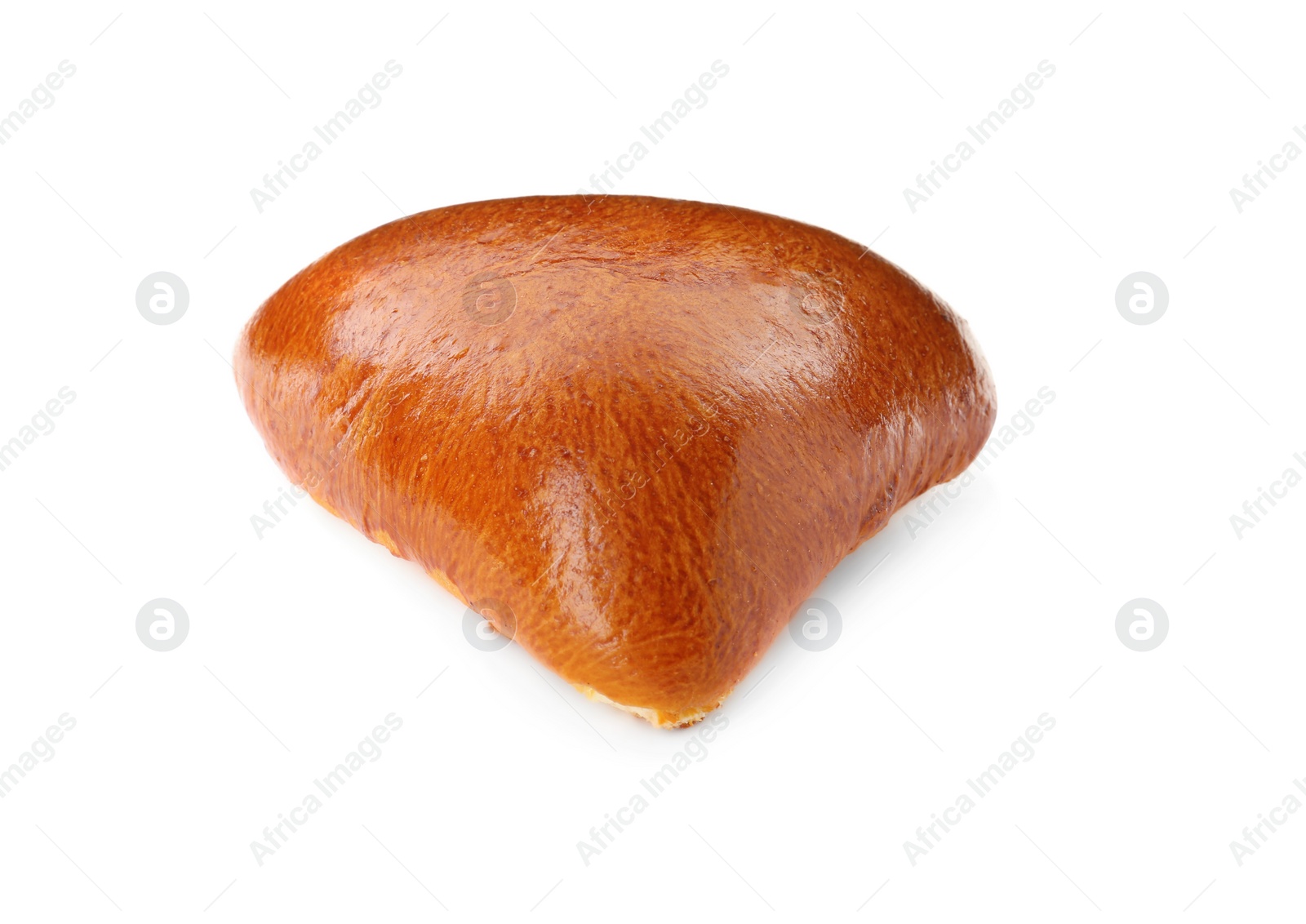 Photo of One delicious baked patty on white background